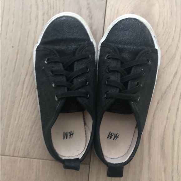 H&M Black glitter sneakers elastic lace US 9 - Picture 4 of 6